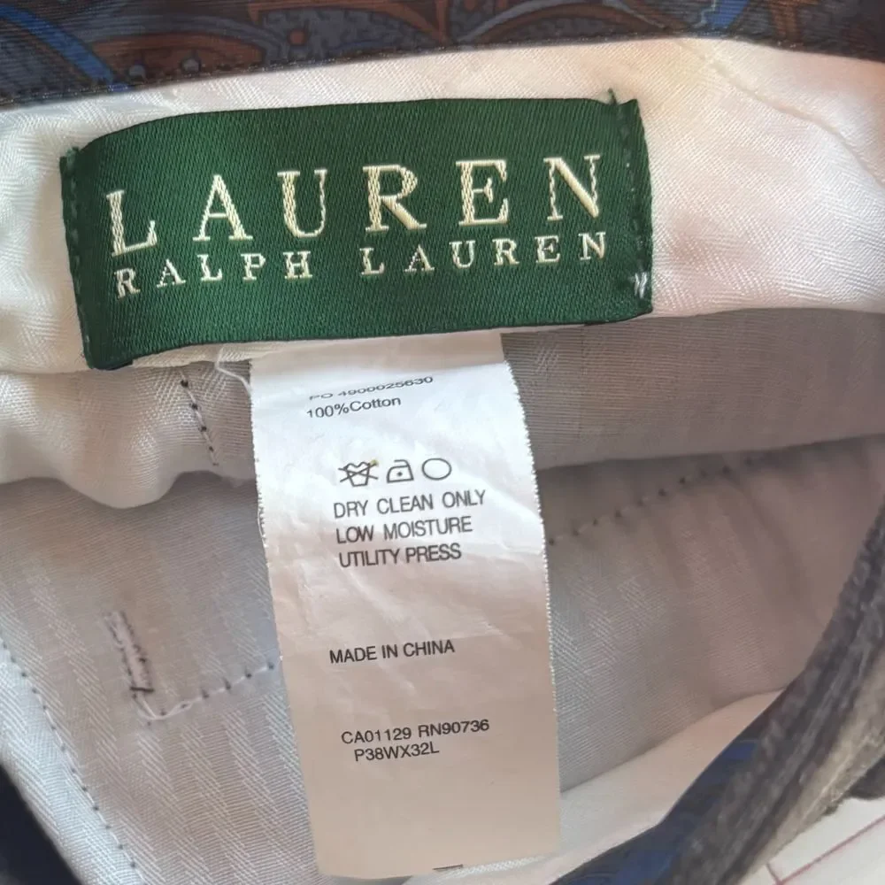 Lauren Ralph Lauren‎ Mens Corduroy Pleated Dress Pants Classic Fit Brown 36x33